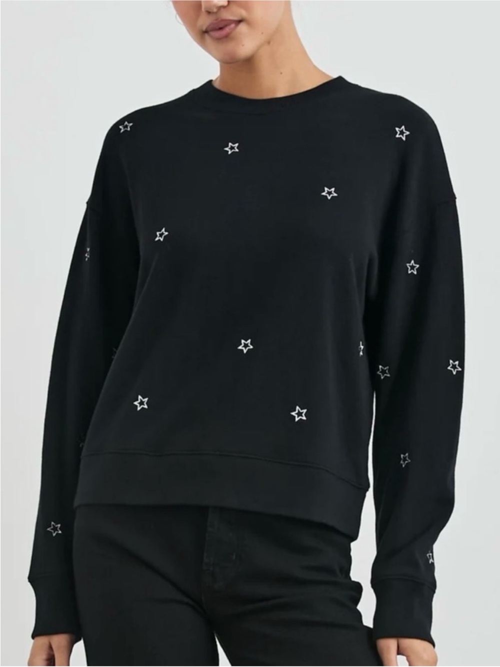 NWT Rails Ramona Star Embroidered Sweatshirt! Black Size XS